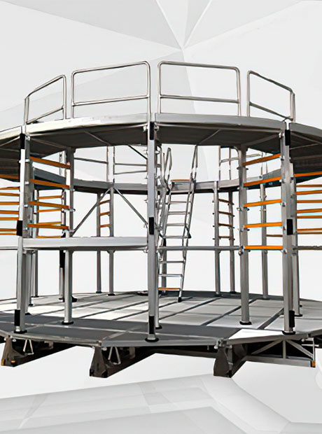 Aluminum alloy hydroelectric turbine stator maintenance platform.